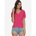 thumbnail image 5 of Womens Summer Tops V Neck T Shirts Swiss Dot Puff Sleeve Tops Loose Casual Tshirts, 5 of 6
