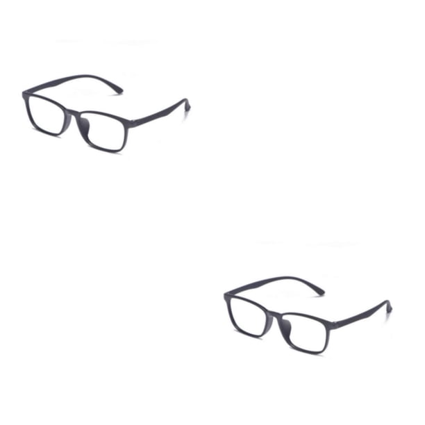 Minnieouse Gafas TR90 Rectángulo Marco completo Sin lentes recetados Gafas de estilo vintage Gafas ligeras para negro Negro 2piezas