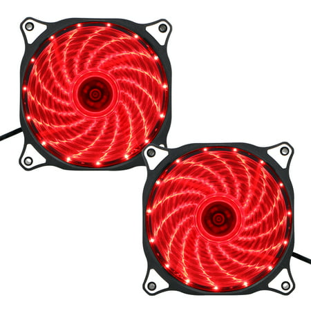 TSV 2 Pack 120mm 15 LED Neon Light Computer PC Case Cooling Fan Quiet Sleeve