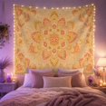 thumbnail image 2 of Peach Floral Mandala on Cream Background, Peaceful Boho for Meditation Enthusiasts, Mandala Wall Art, Housewarming Gift, Tapestry Wall Hanging for Bedroom, Living Room and Dorm, 2 of 7