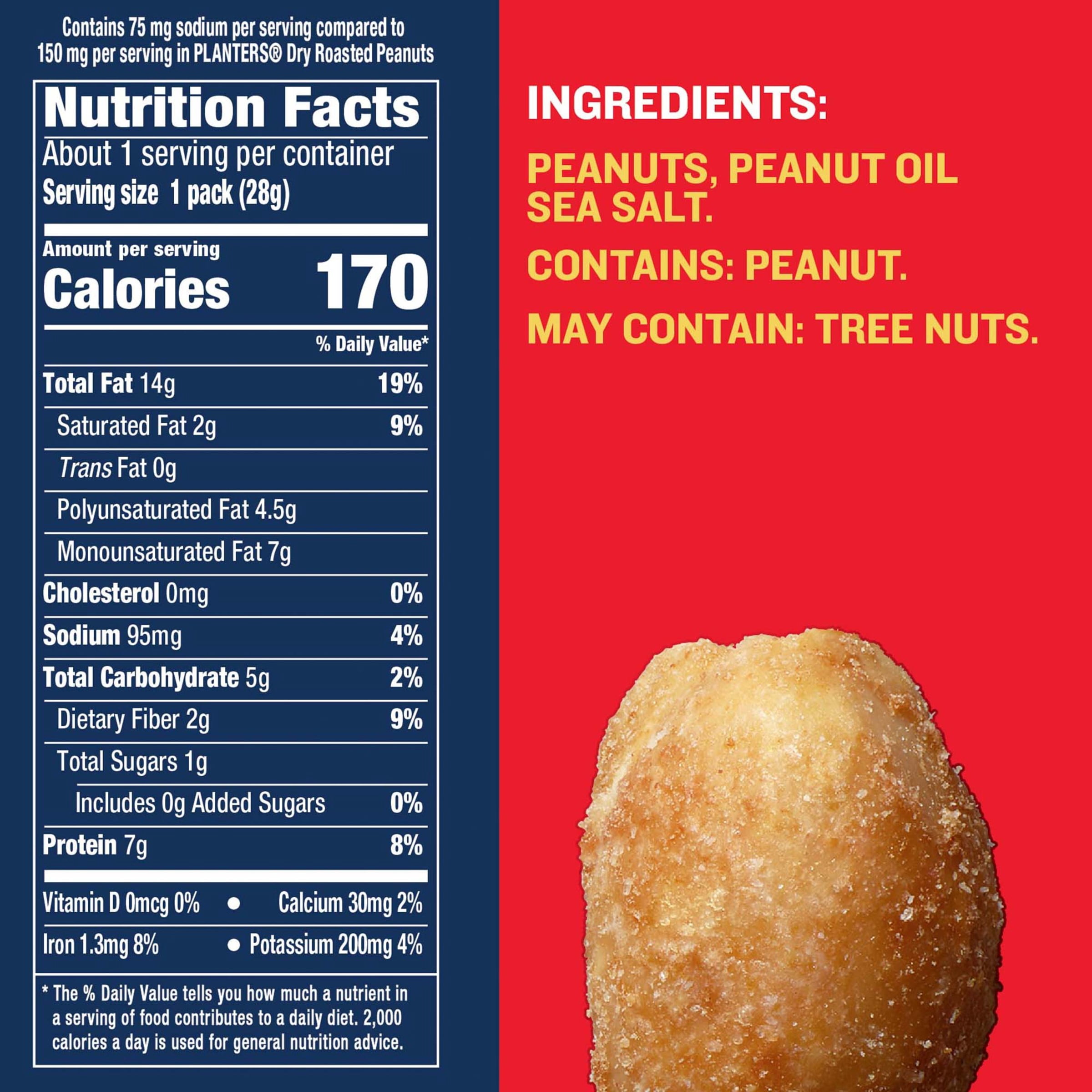 (2 pack) Planters Salted Peanuts, Plant Based Protein, 10-1 oz. Bags