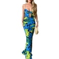 thumbnail image 2 of Caoirhny Women Spaghetti Strap Floral Dress Summer Twisted Cutout Backless Cocktail Party Dress for Beach Nightclub, 2 of 9
