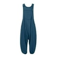 thumbnail image 6 of QUYUON Hiking Pants Women Sale Sleeveless Loose Cotton Long Playsuit Jumpsuit Pants Trousers Palazzo Pants Women Long Pant Leg Length Loungewear Style P1920 Blue 4XL, 6 of 6