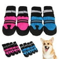 thumbnail image 7 of Visland 4Pcs/Set Pet Dog Shoes, Fashion Casual Reflective Strips Design Non Slip Sole Soft Velvet Lined Winter Paw Warm Waterproof Dog Sneaker Boots for Puppy Outdoor Walking, 7 of 7