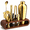 Gold / Dark Bamboo-24 Ounces, variant on Cocktail Shaker Set With Stand - Professional10-piece Bartender Kit Plete Bar For Homee Jigger Muddler Strainer Spoon Pourers Corkscrew
