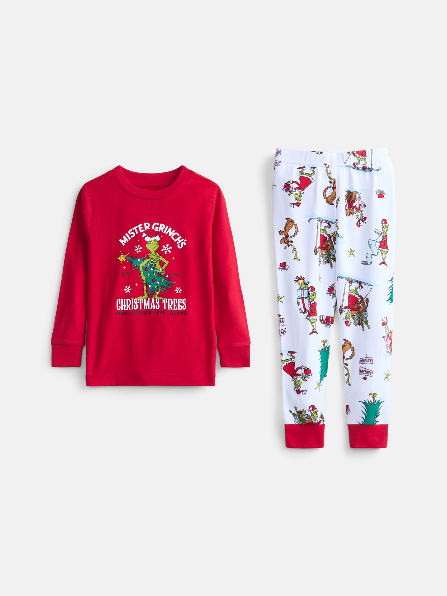 Dr. Seuss Grinch Unisex Toddler Matching Family Pajamas Top and Pants Set, 2-Piece, Sizes 2T-5T