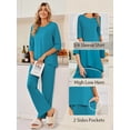 thumbnail image 3 of Ekouaer Womens Pajamas Sets 2 Piece Lounge Set 3/4 Sleeve Tops and Long Pants Soft Pjs Loungewear with Pockets, 3 of 4