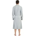 thumbnail image 3 of HEARTNICE Mens Robe 100% Cotton, Soft Lightweight Knit Spa Long Bathrobe,(Grey,S-M), 3 of 5
