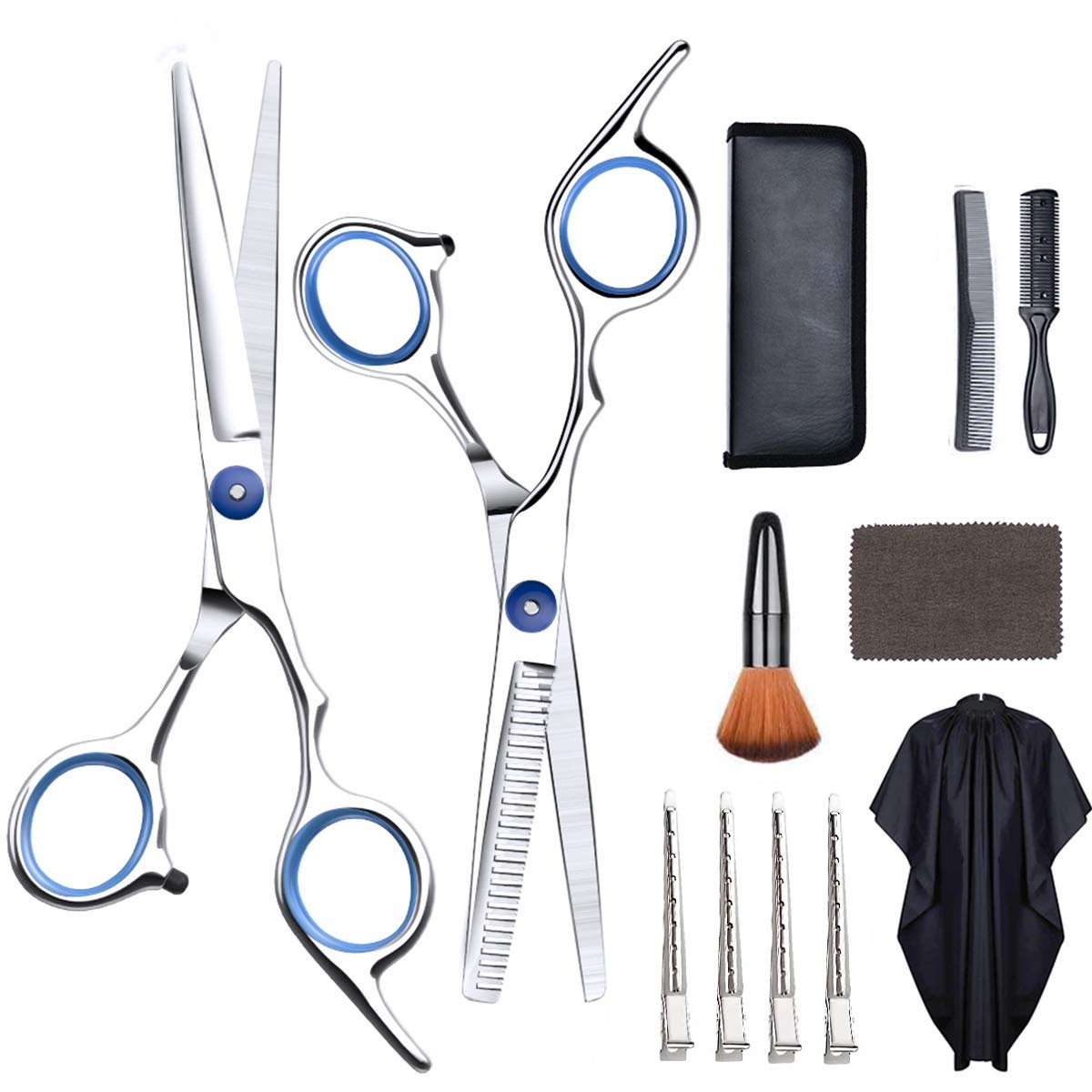 2 Pack Professional Hair Cutting Scissors Kit 12 PCS Barber Thinning Scissors Hairdressing
