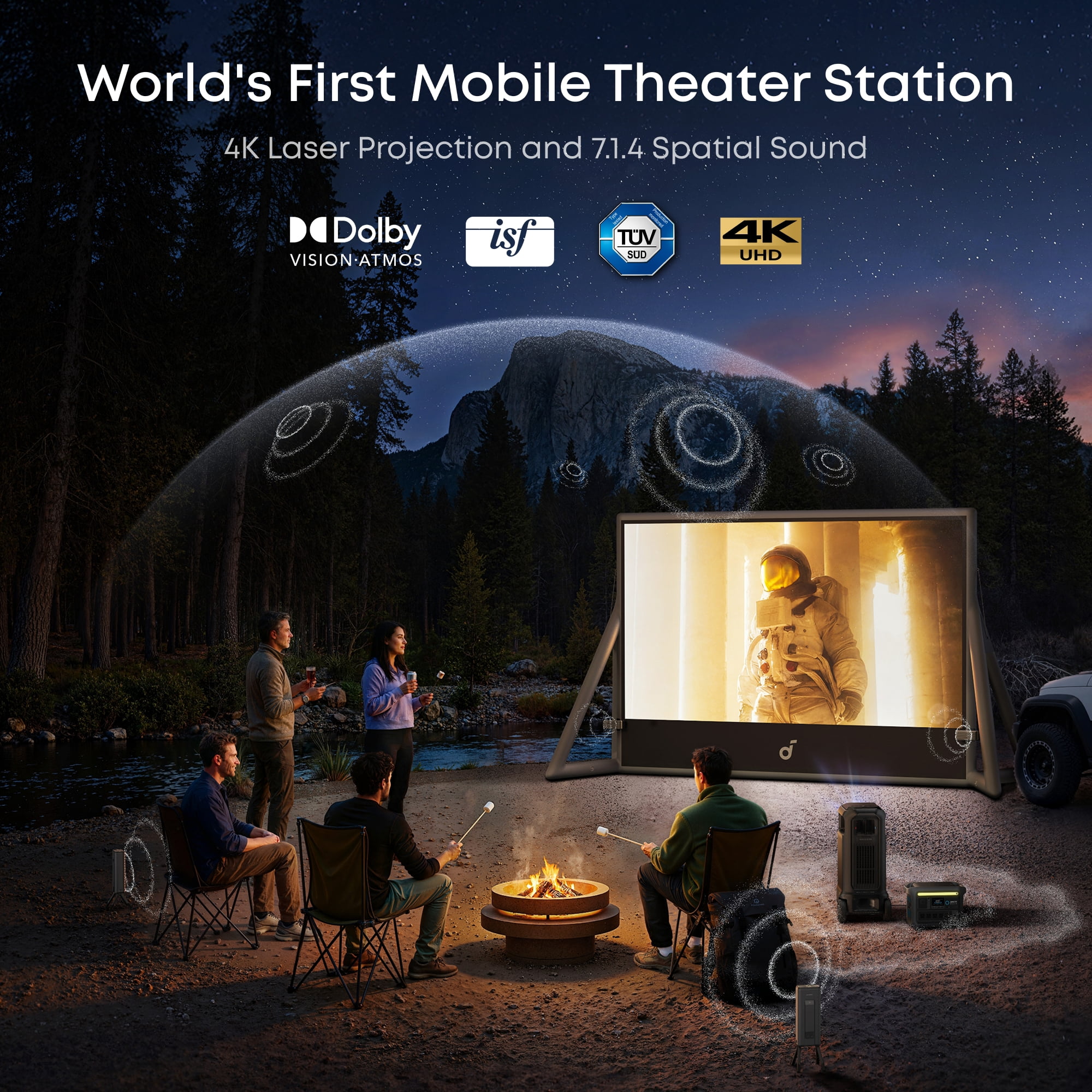 Soundcore Nebula X1 Pro 4K Outdoor Projector, Triple Laser, 3500 ANSI Lumens, Spatial Sound, 56000:1 Contrast, Optical Zoom