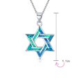 thumbnail image 4 of Bling Jewelry Womens Hanukkah Magen Judaic Opal Star of David Pendant Necklace Sterling Silver, 4 of 5