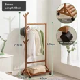 thumbnail image 2 of Amgo Brown Bamboo Rolling Clothing Rack with Wheels, 24" L - Portable Garment Hanger for Bedroom/Laundry, 2 of 6