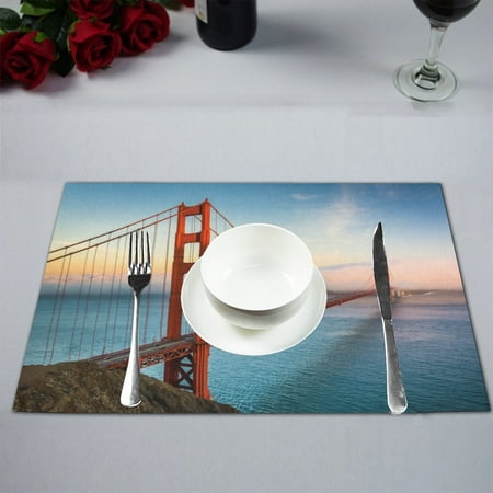 Dining Table San Francisco MKHERT Sunset View of The Golden Gate Bridge in San Francisco California Placemats Table Mats for Dining Room Kitchen Table Decoration 12x18 inch,Set of 6 ()