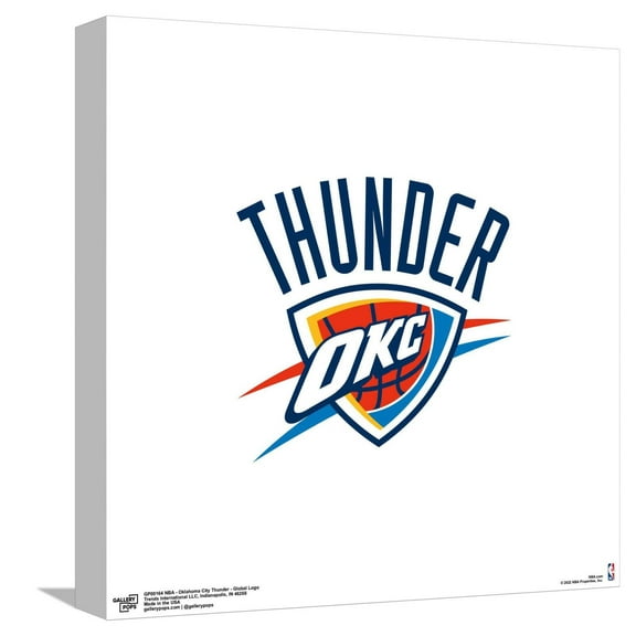 Gallery Pops NBA Oklahoma City Thunder - Global Logo Canvas Wall Art, Unframed Version, 12" x 12"