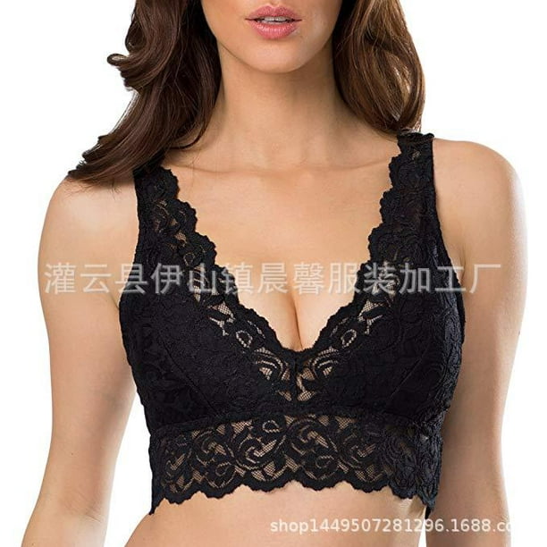 Women Lace Bra Thin Padded Full Cover No Wire Soft Lounging Sleeping Bras  Lingerie 