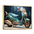 thumbnail image 2 of Designart "Custom Cruiser Turquoise Gold Scooter I" Transportation Floater Framed Canvas Wall Art, 2 of 7