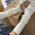 thumbnail image 6 of CUITING Minimalist Monochrome Striped Sleeves Stylish Soft Warm Elastic Arm Cover Autumn Winter Coldproof Fingerless Long Sleeves With Thumb Hole, 6 of 7