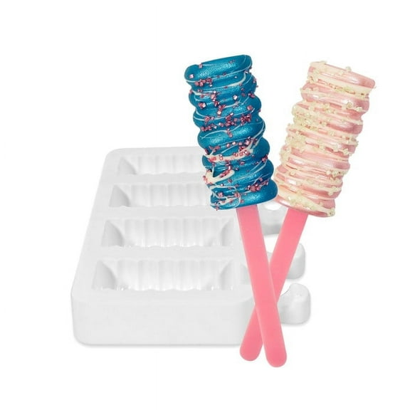 Bakell - Spiral Popsicle Silicone Mold (4x Wells) For Ice Cream, Chocolate and Desserts!