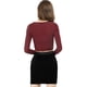 thumbnail image 5 of INSPIRAR CHIC Blusa de Brillo para Mujer con Torcido, Ajustada, de Manga Larga, con Corte, para Fiesta, Cortas y Brillantes, 2XL Burdeos, 5 of 7