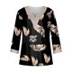 thumbnail image 4 of ICHUANYI Clearance Fashion Women's Summer V-Neck 3/4 Sleeve Print Casual T-shirt Blouse(Black, XXL) ICHUANYI WER2023080814818, 4 of 5