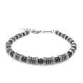thumbnail image 3 of Stainless Steel Silver Hexagon and Black Bead Chain Bracelet Masculine Design - 9 Inch, 3 of 5