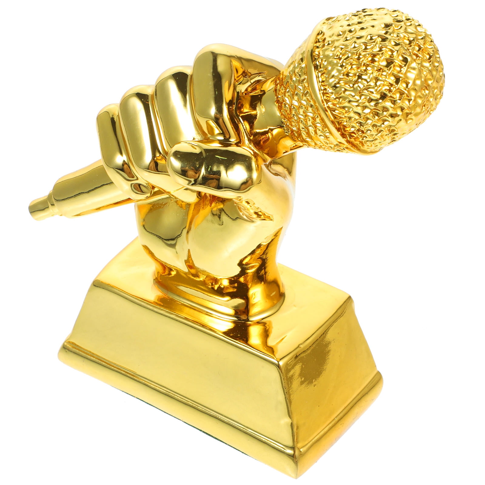 Toyandona Microphone Sculpture Trophy Microphone Golden Resin 1Pack for Award Ceremony