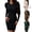 Black, variant on PADFRYBK Fall Dresses For Women Round-Neck Dress Long Sleeve Dress Solid Color Long Shirring Dress