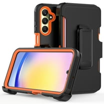 TASHHAR Samsung Galaxy A35 5G Case with Belt Clip Holster Military Grade Heavy Duty Protection 3 in 1 Shockproof Armor Rugged Durable Detachable for Galaxy A35 5G Phone - Black Orange