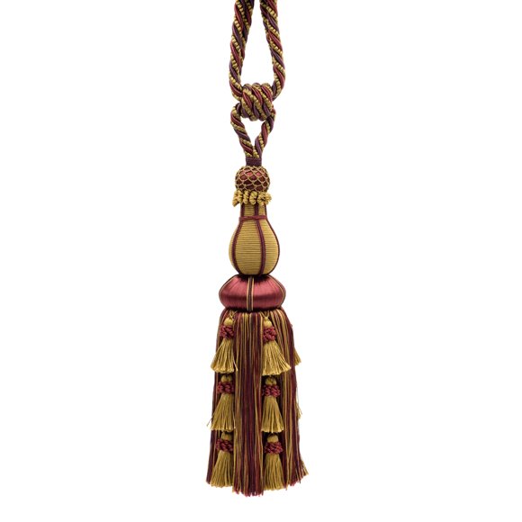 Alexander Collection Large Elegant Tassel Curtain Tieback, Tassel Length 12" (30.5cm), 30" Spread (76cm) (Style# TBAX12), Golden Brown Beige Multicolor (Color# LX09) Set of 2