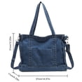 thumbnail image 2 of HUISZJ Denim Shoulder Bag, Retro Reusable Crossbody Bag, Large Capacity Messenger Bag for Women Work Shopping (Blue), 2 of 9