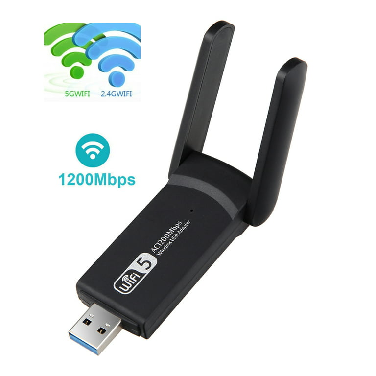 låne rent Gå ud 1200Mbps Wireless USB Wifi Adapter, with 2 External Antennas, Dual Band  2.4GHz/5GHz - Walmart.com