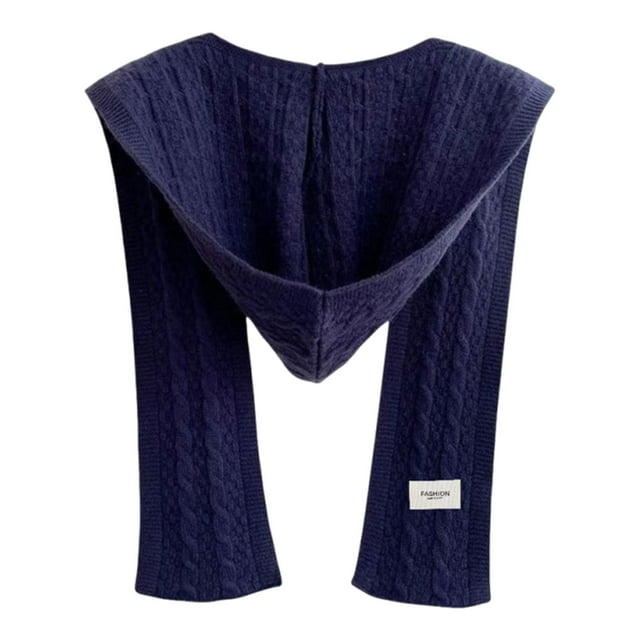 Bufanda con capucha, capa, chal, pasamontañas de invierno para citas y caminatas al aire libre. azul