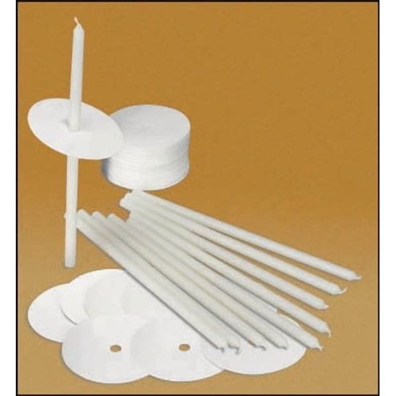 Christian Brands Polar Candles with Paper Drip Protectors, 8 1/2" H x 1/4" Dia, White