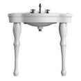 thumbnail image 5 of Jasmine White Console Bathroom Sink 32.5" Wide 2 Spindle Pedestal Leg Supports Heavy Duty Porcelain Wall Mount Console Sink w/Overflow and Widespread Faucet Holes | Renovators Supply, 5 of 7