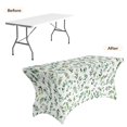 thumbnail image 2 of Xoenoiee Table Cloth Rectangle Table Cover Fits 6 Foot Folding Tables Elastic Stretchable Wipeable Patio Tablecloth Protector for Wedding Party Graduation Decorations, Green Leaf Butterfly, 2 of 7