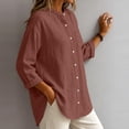 thumbnail image 6 of Cmfcve Button Down Shirts for Women Cotton Blend 3/4 Sleeves Dressy Tops Work Casual Solid Collared Blouses, 6 of 6