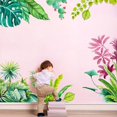 thumbnail image 3 of BR Calcomanías de pared de plantas verdes tropicales para dormitorio y sala de estar - Murales de pared de hojas rojas, 3 of 5