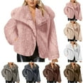 thumbnail image 2 of Women's Oversized Winter Faux Fur Coats Luxury Fuffy Cropped Jackets Long Sleeve Lapel Shaggy Cardigan Outerwear, 2 of 8