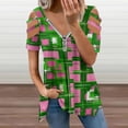 thumbnail image 2 of Pink & Green Fashions & Products! Womens Summer V Neck Zipper Top Short Sleeve T Shirt Off Shoulder Top Casual Classy Loose Shirts, 2 of 7