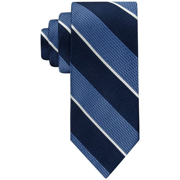 Tommy Hilfiger Men's Classic Textured Stripe Tie Navy Blue Necktie