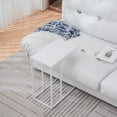 thumbnail image 5 of Small C Shaped End Table, Slim Couch Side Tables Slide Under Sofa Bed, Skinny Snack Tray Table for Coffee Laptop in Living Room,Easy Assembly, White , 48*28*58cm, 5 of 9