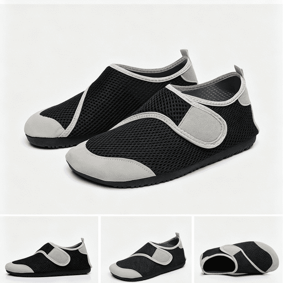 UDAUDU Barefoot Water Shoes for Women and Men Quick Dry Slip On Non Slip Swim Shoes with Toe Protection Comfort Aqua Socks for Beach Diving and Outdoor Activitie Black Women 7-7.5/Men 6-6.5