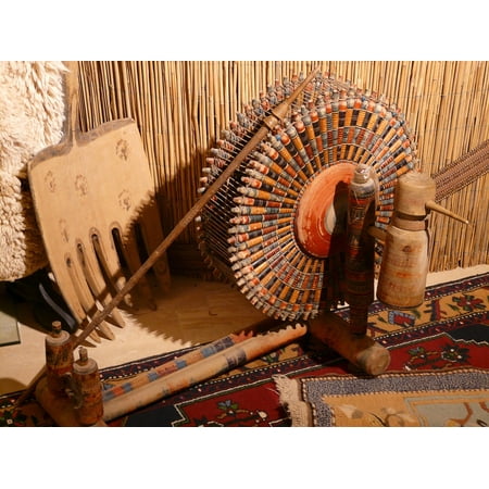 Canvas Print Spinning Wheel Carpet Weaving Center Spindles Turkey Stretched Canvas 10 x