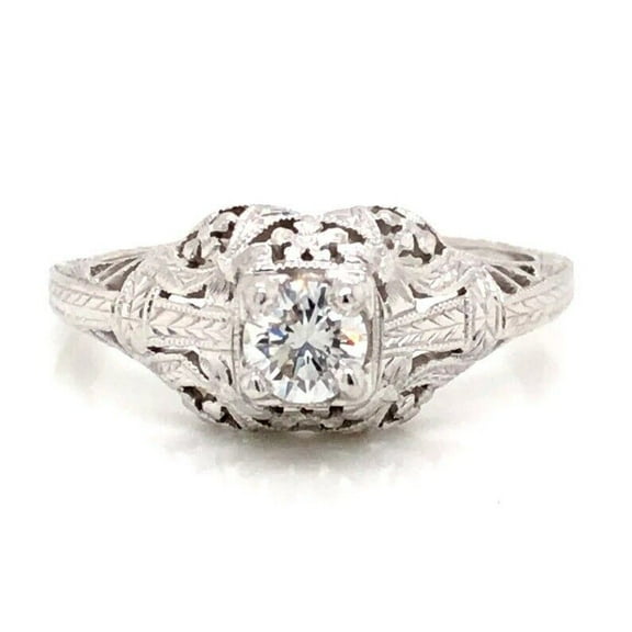 Antique Filigree Engagement Ring For Women's 1.8 Ct Diamond 14K White Gold Over
