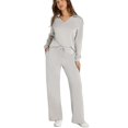 thumbnail image 3 of Pyhlmscde Women's V Neck Long Sleeve Top 2 Piece Set, Women Fall Clothes, Sweatsuits for Women, Fall Outfits for Women, 3 of 3