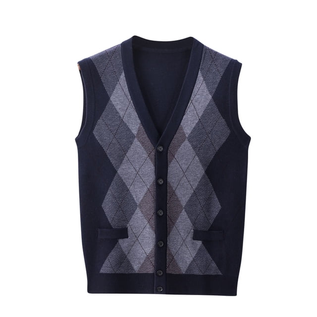 RKSTN Mens Sweater Vest Wool Blend Color Block Fashionable Sleeveless V Neck Button Up Cardigan Knit Sweater Minimalist Cardigan Spring Fall Versatile Coat Outfits