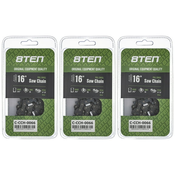 Full Chisel Chainsaw Chain 16 inch .043 3/8 LP 56DL for Poulan DeWalt 3 Pack 810-CCC2288H