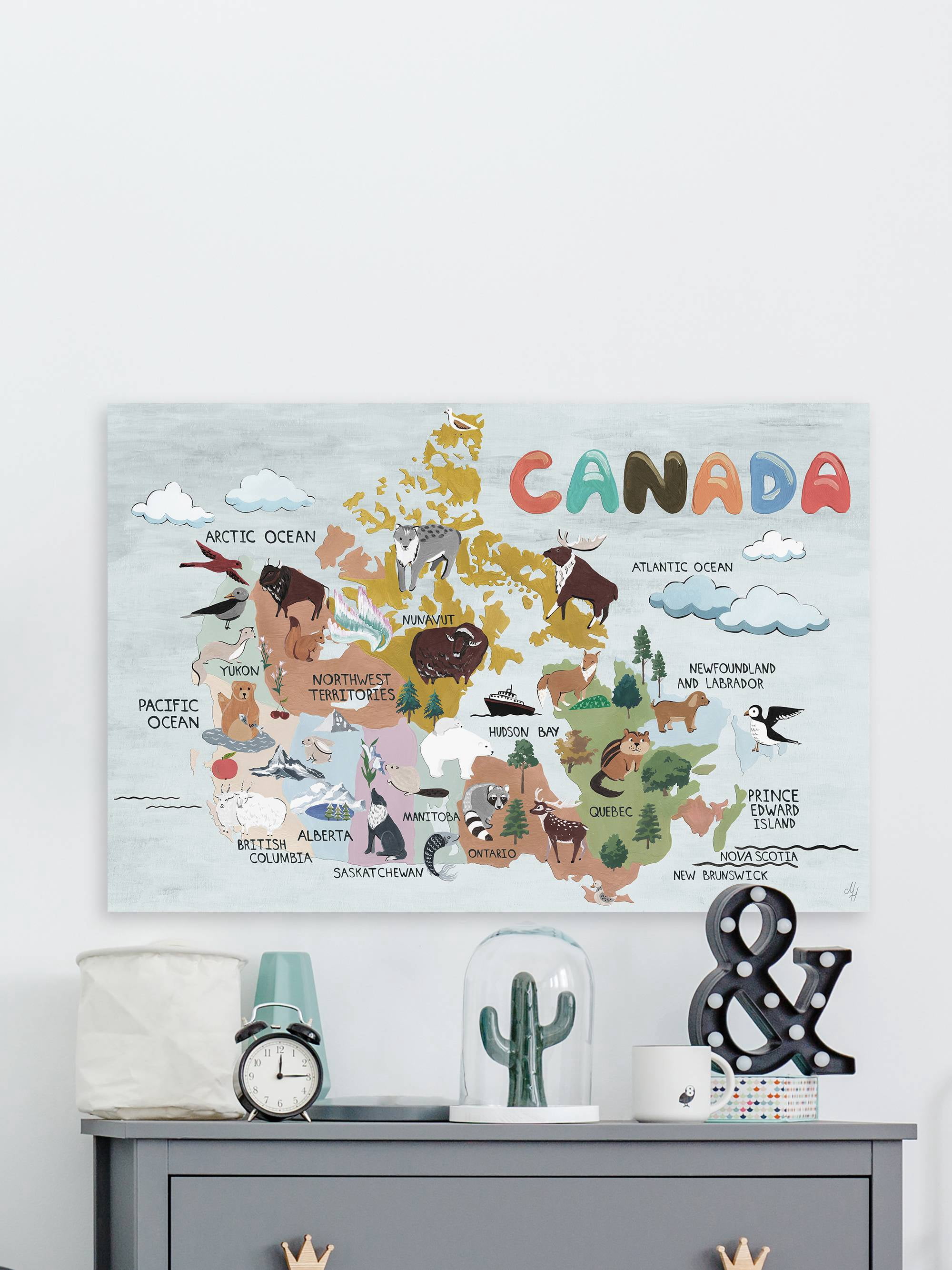 Marmont Hill Cloudy Canadian Map Canvas Wall Art