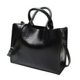thumbnail image 1 of Bolso de cuero Yuyangstore para mujer gran capacidad cierre cremallera asa superior negro, 1 of 8