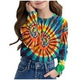 thumbnail image 4 of Favoffer Summer Unisex Kids Multicolor Tie-Dye Graphic Tee Round Neck Long Sleeve Stretchy Trendy Top Casual Travel Home Party 3-14Y, 4 of 5